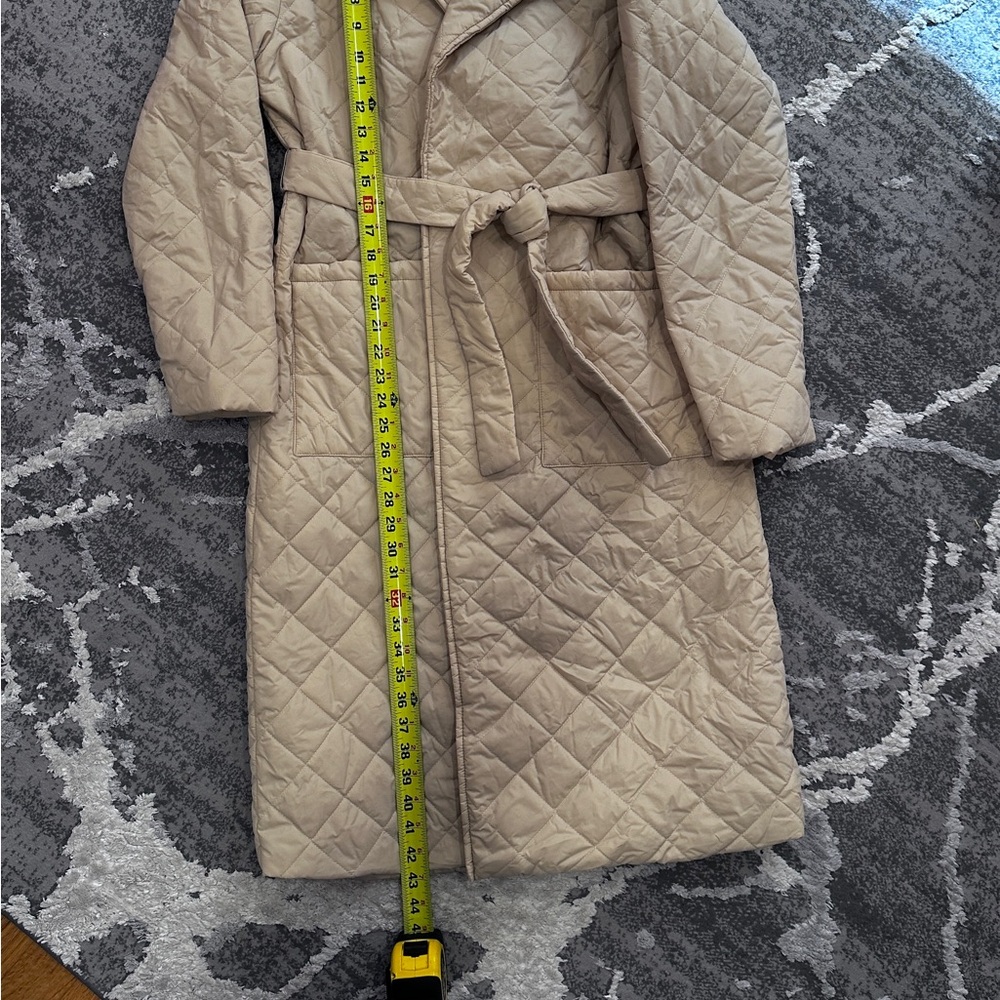 Simplee Apparel Cream Trench Coat Quilted Belted - Picture 4 of 4